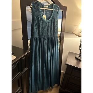 NEW Teal V Neck Sleeveless Vintage Bridesmaid Formal Maxi Dress 18